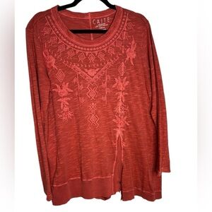 Caite Jada Top Cotton Embroidered Blouse Top Size Medium